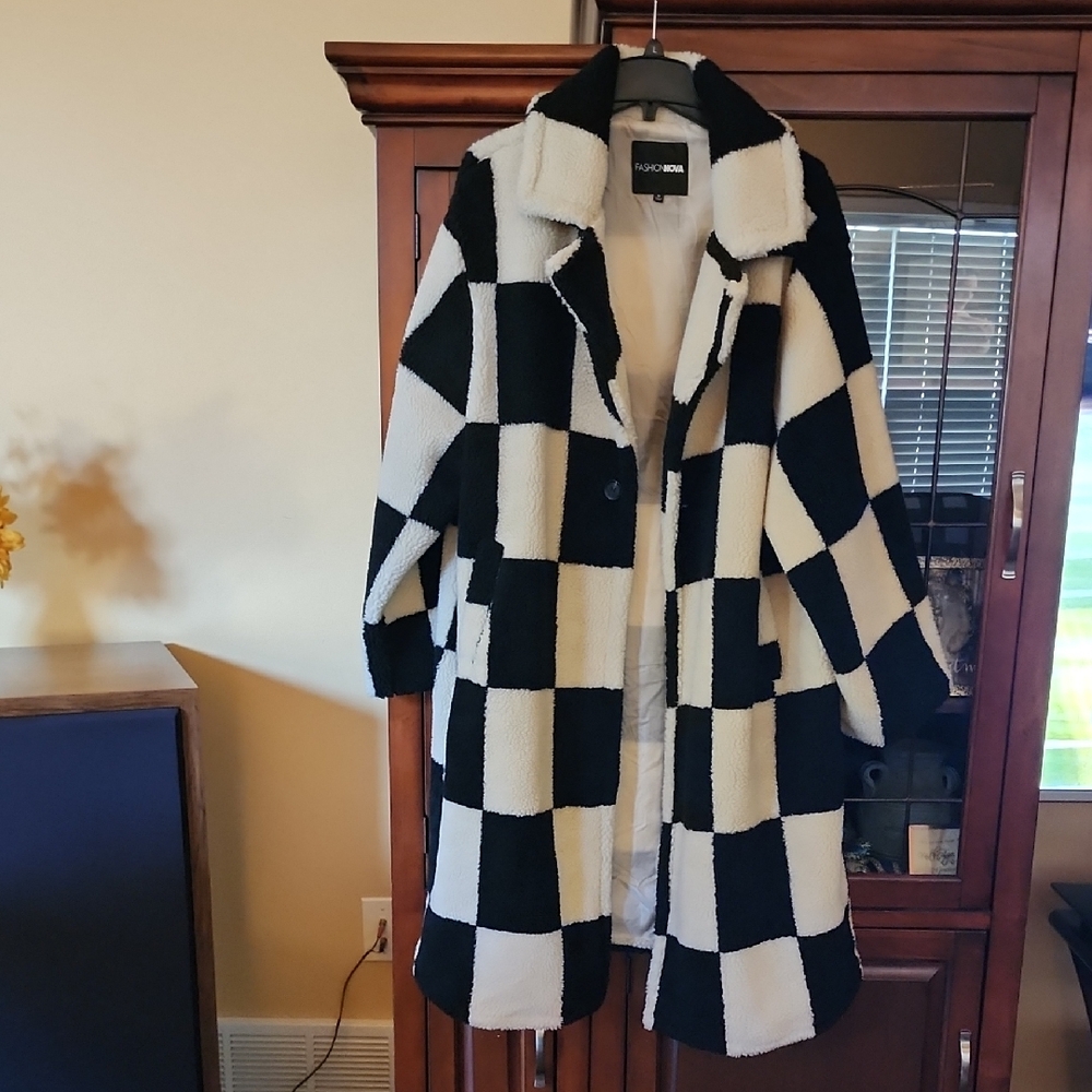 Fashion Nova Black and White Coat